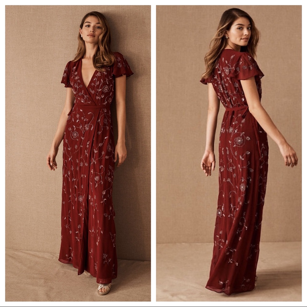 NWOT BHLDN PLYMOUTH BEADED DRESS WEDDING MAXI GOWN Z434-4